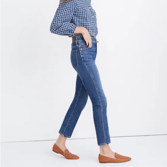 Madewell High Rise Stovepipe Jeans in Dearham Wash Denim Classic Winter Casual - Picture 4 of 12